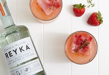 Muddled Strawberry & Thyme Ice Cubes