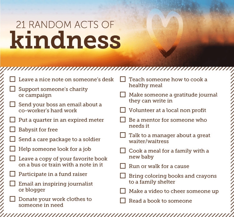 What are some ideas for random acts of kindness?