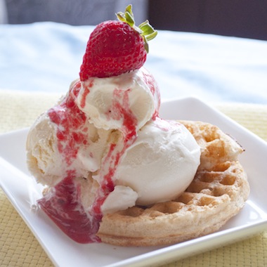 strawberry waffle sundae