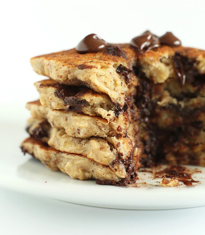 Easy-Healthy-Chocolate-Chip-Oatmeal-Cookie-Pancakes-One-bowl-30-minutes-plus-vegan-AND-glutenfree