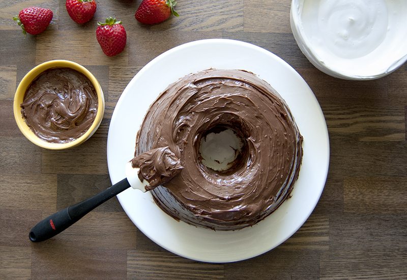 Chocolate Strawberry Angel Food Cake