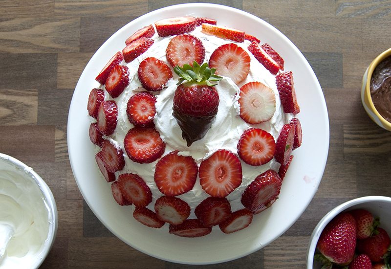 Chocolate Strawberry Angel Food Cake