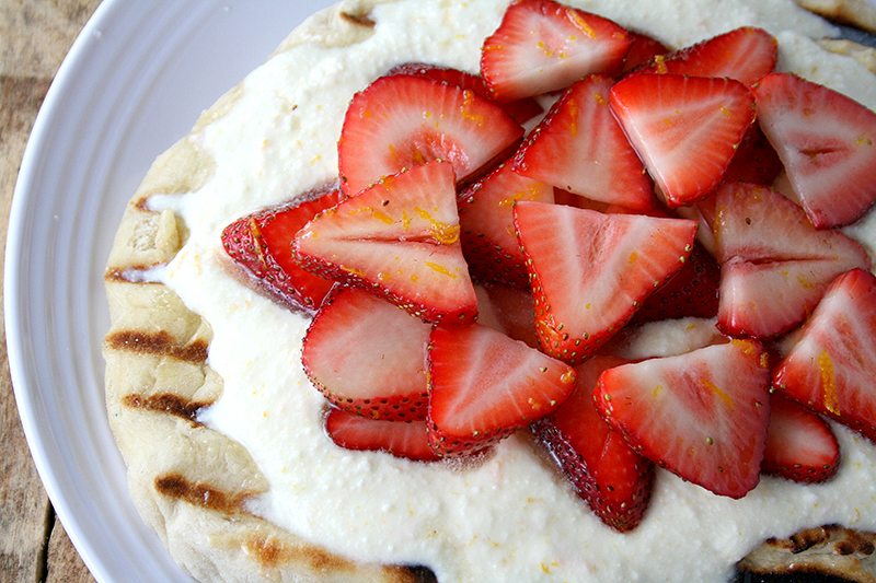 Grilled Pizza with Fresh Ricotta & Strawberries