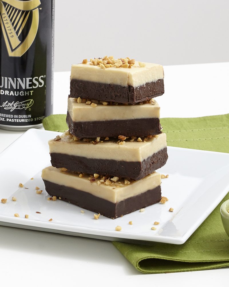 St. Patrick's Day: Boozy Two Layer No Bake Fudge
