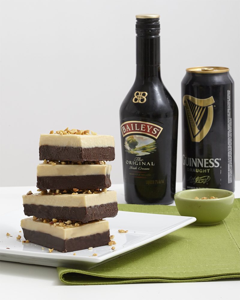 St. Patrick's Day: Boozy Two Layer No Bake Fudge