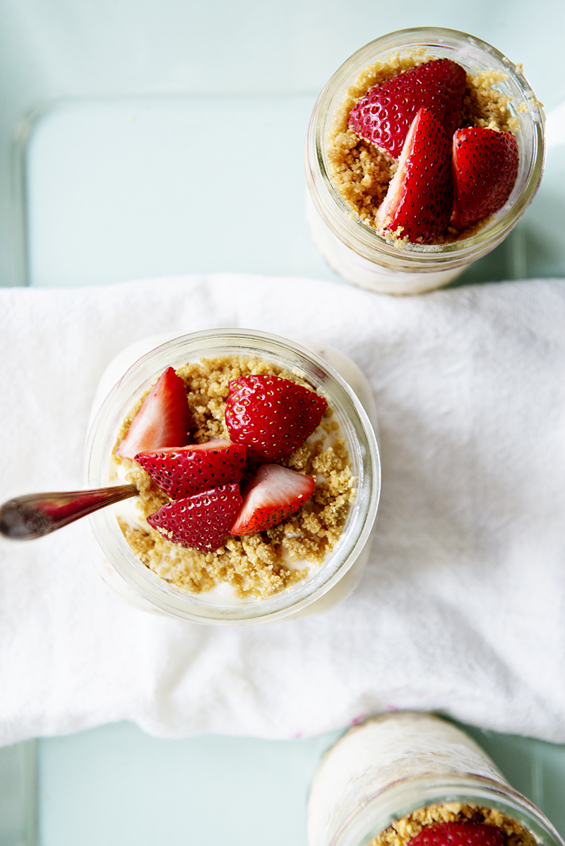 Lemonade Ice Cream Parfaits with Strawberries and Graham Cracker Sprinkles