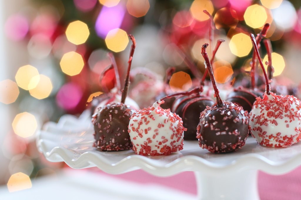 Christmas dipped Maraschino cherries