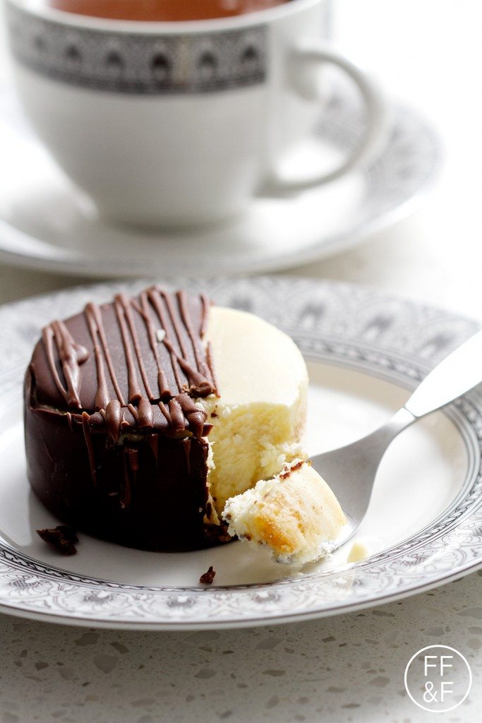 spiced hot chocolate and chocolate covered cheesecake