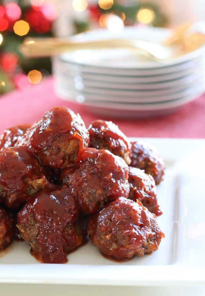 cranberry meatballs on a plate