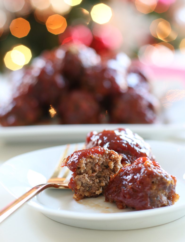 fork and meatballs on a plate