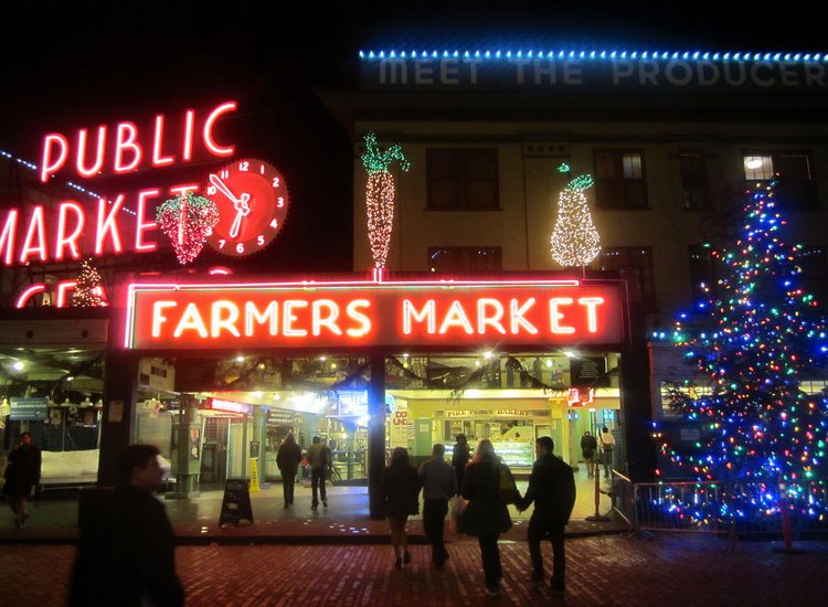 Seattle's Public Market Holiday lights