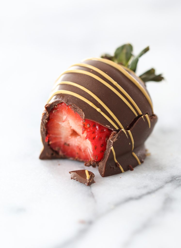 chocolate covered strawberry bitten