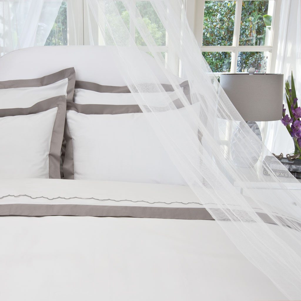 crane and canopy gray border duvet