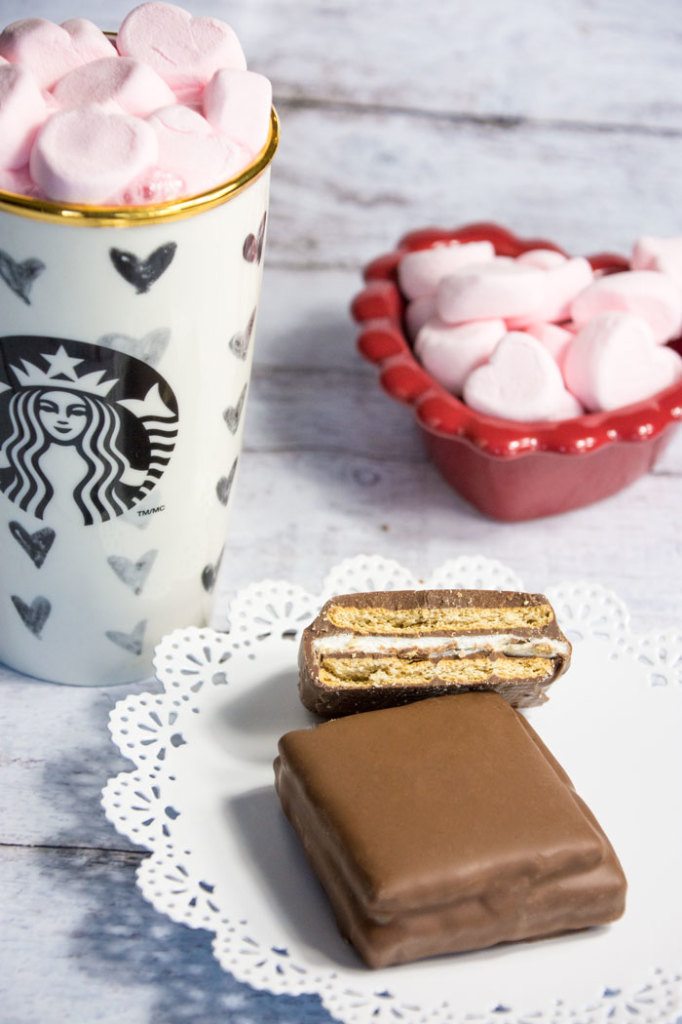 pink heart mashmallows hot cocoa chocolate covered smores