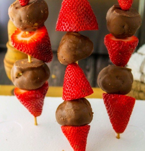 strawberries on a stick chocolate cream puffs