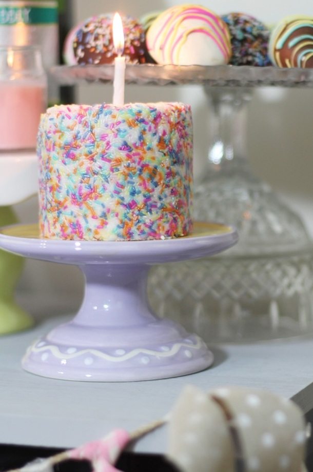 sprinkle covered birthday cake