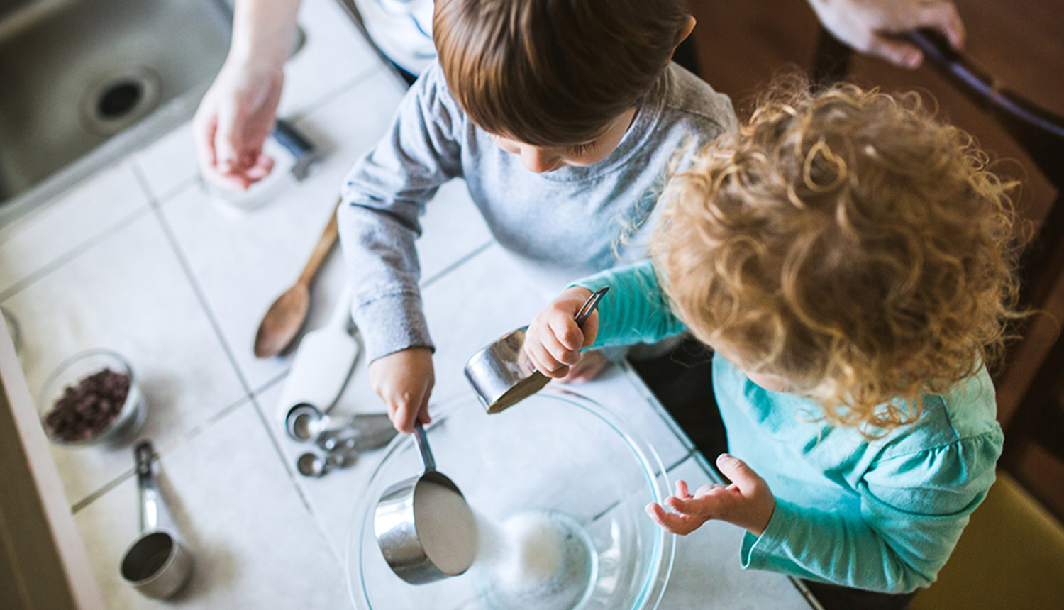 kids helping in kitchen