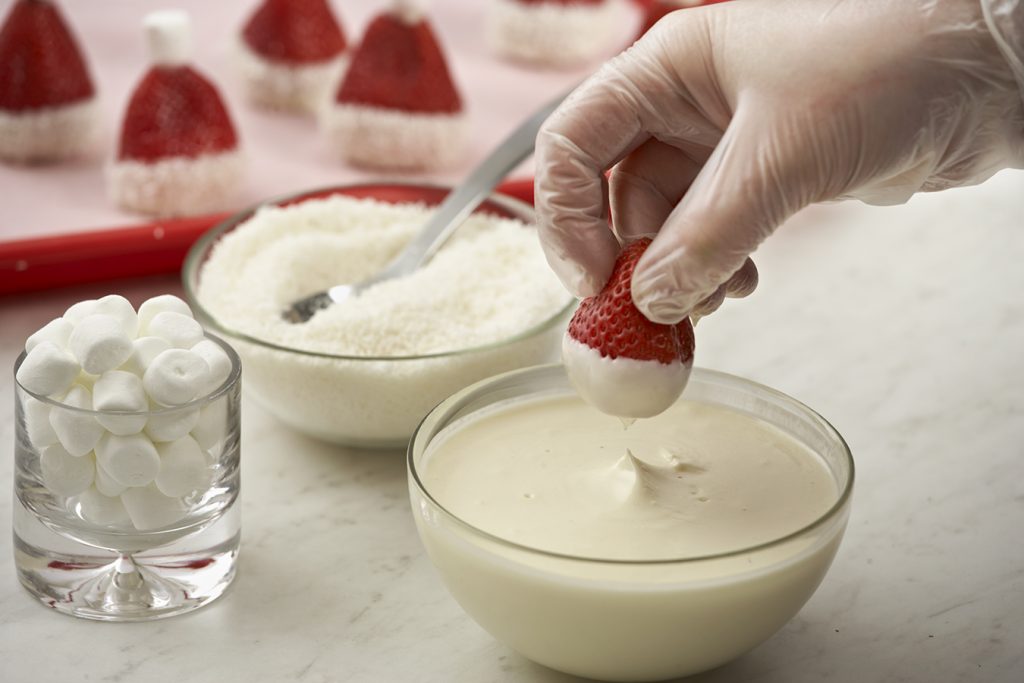 santa hat strawberries