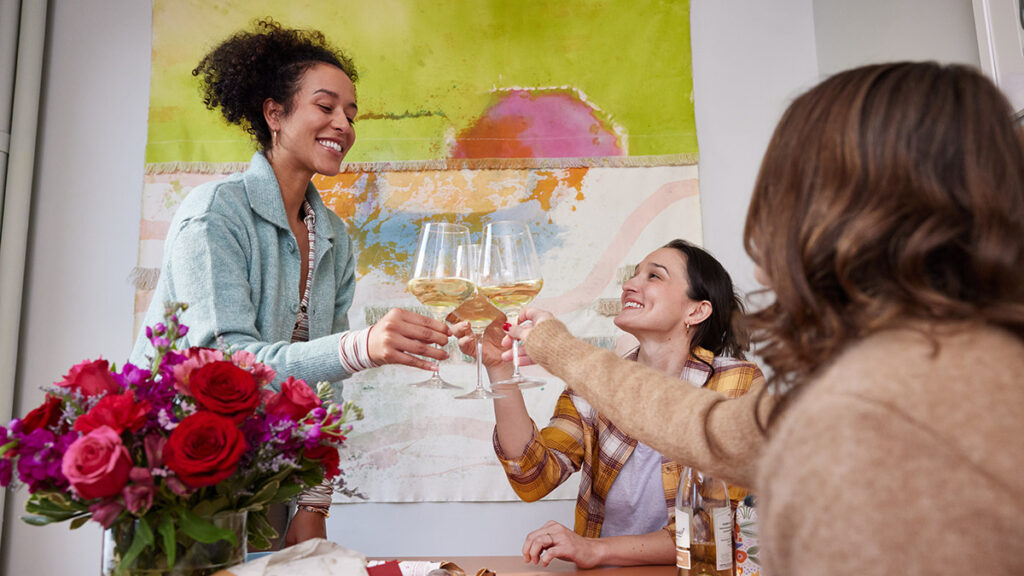 galentines day party ideas wine toast
