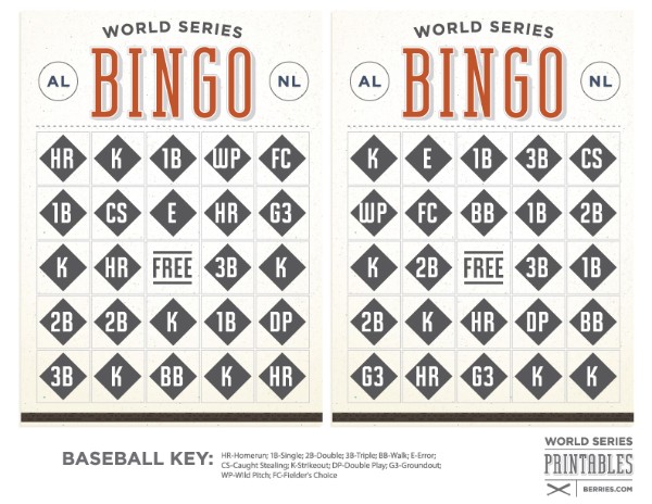 World Series Party Printable Bingo