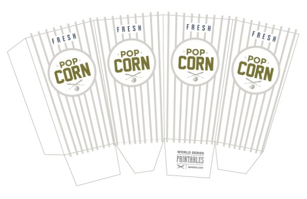 World Series Printable Popcorn Boxes