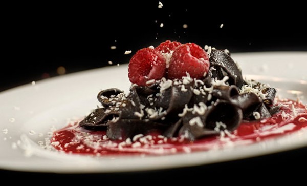 chocolate pasta with raspberry puree blog