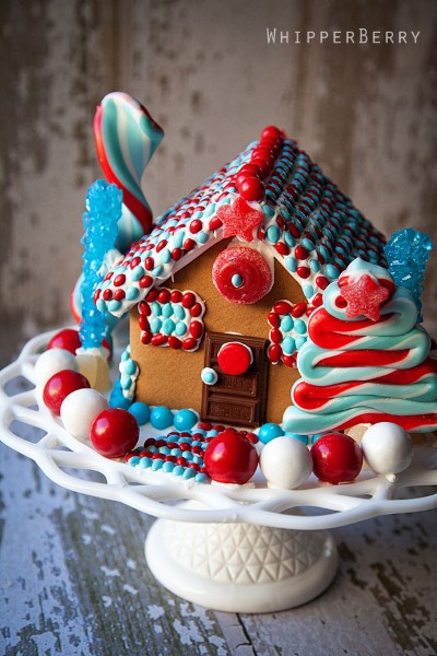 Red White and Blue Gingerbread House