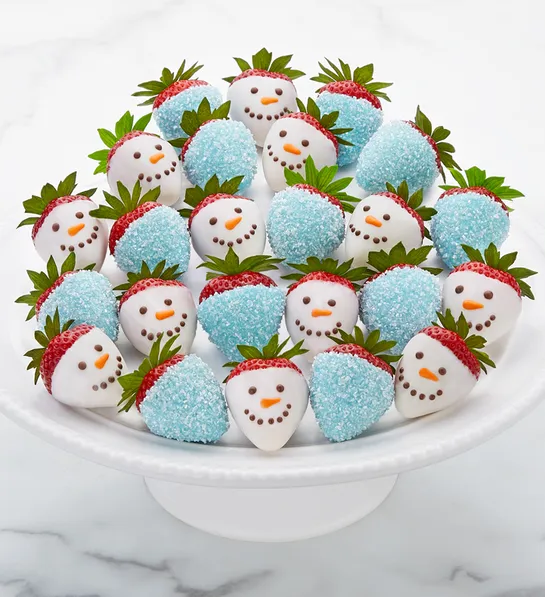 winter birthday ideas frosty snowman strawberries