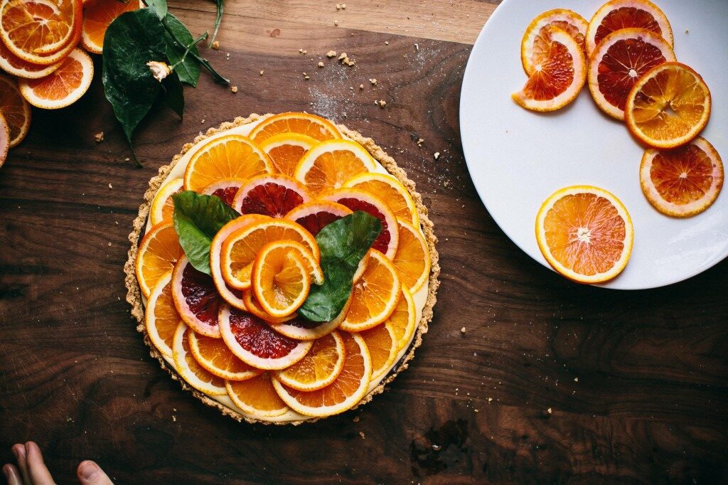 spring party ideas with an orange chocolate tart