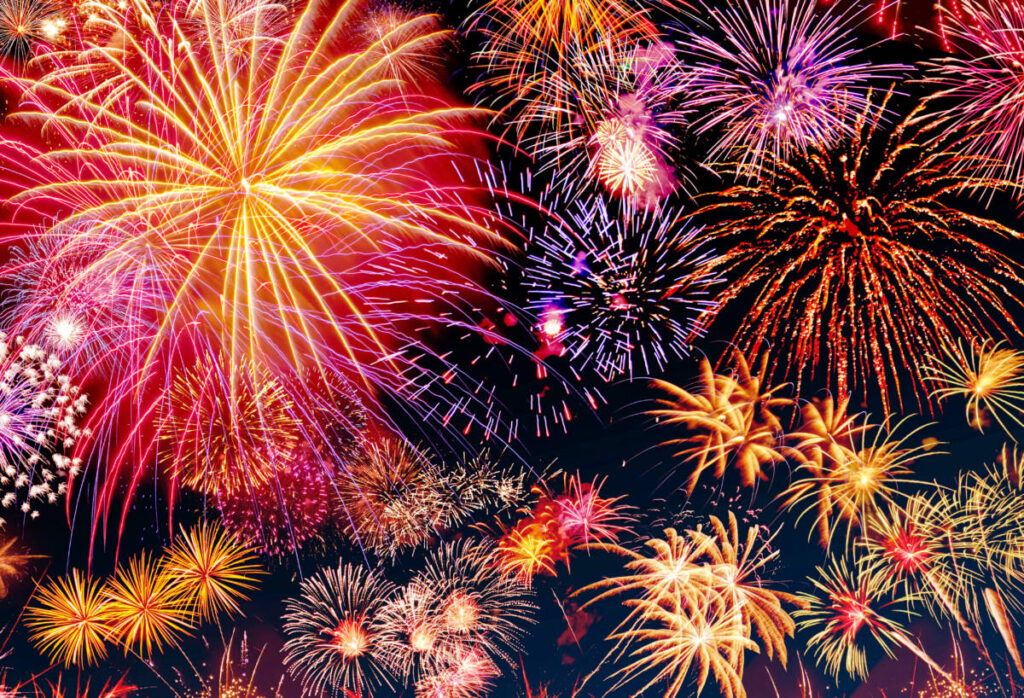 New Year's around the world celebration fireworks display